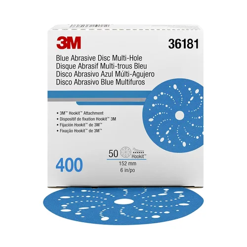 Vista 36 de 3M 3M-36142 Hookit disco abrasivo azul multi-agujero, 3" 80 Grado 50 discos, para aplicaciones de carrocería automática, preparación de pintura