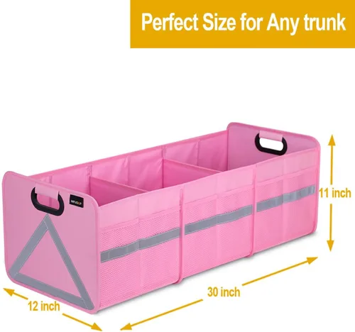 Vista 4 de Organizador de maletero para SUV, organizadores de maletero universales grandes de 65L para coche con múltiples bolsillos, organizador