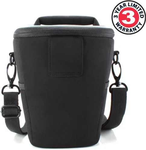 Vista 7 de USA GEAR Bolsa compacta para guardar cámara con cobertor para lluvia y correa para hombro
