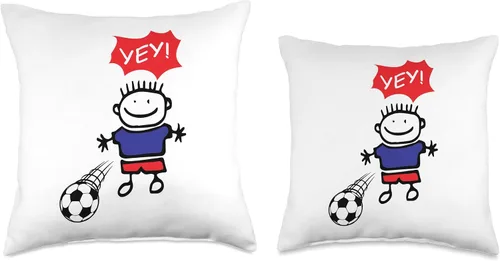 Vista 3 de Niño juega fútbol con pelota, Yey! Throw Pillow