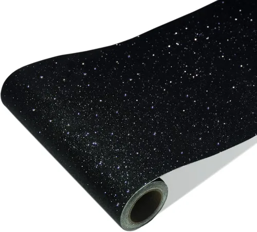 Vista 14 de CRE8TIVE Papel tapiz marrón oscuro con purpurina, borde de pared para despegar y pegar, 8 x 80 pulgadas, papel tapiz de tela brillante, extraíble