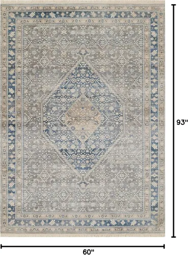 Vista 2 de Momeni Izmir - Alfombra tradicional de poliéster para interiores, azul, 5 pies x 7 pies 9 pulgadas