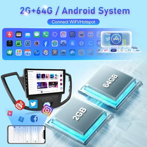 Vista 4 de [2+64] Radio de coche para Ford Transit 150 250 350 2015-2019, pantalla táctil Android estéreo de 9 pulgadas con Carplay y Android Auto, GPS, WiFi