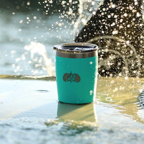 Vista 8 de Toadfish Paquete de 2 vasos de acero inoxidable con aislamiento de doble pared de 10 onzas sin vuelco, con bandeja para bolas de hielo y tapa fácil