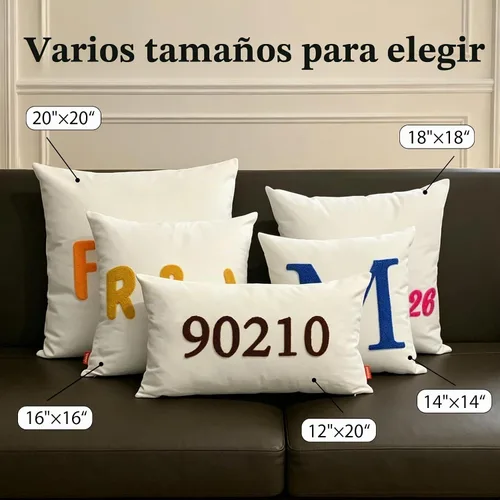 Vista 5 de Almohada lumbar bordada con nombre, funda de almohada personalizada con monograma hecha a mano, personalizable de 12 x 20 pulgadas, funda