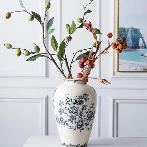Vista 2 de Jarrón alto de piso chino de cerámica para decoración del hogar, florero japonés de 12 pulgadas, recipiente sofisticado para ramas decorativas