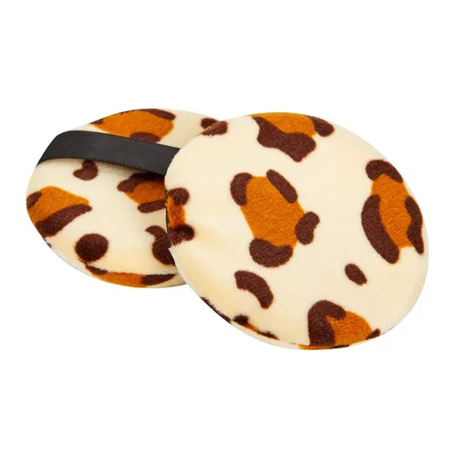 Vista 8 de Glamlily Polvo con estampado de leopardo, aplicadores de maquillaje de poliéster de espuma suave, almohadillas de maquillaje con estampado