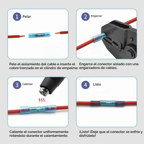 Vista 5 de Conectores a tope termorretráctiles de 12-10 AWG, 50 unidades, amarillos, impermeables, conectores de cable eléctrico, empalme, terminales