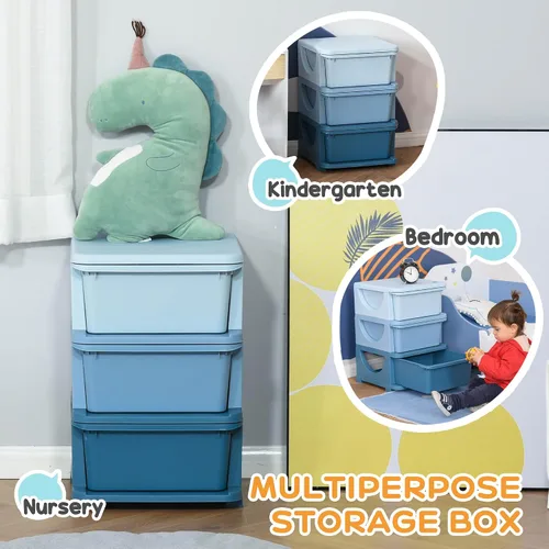 Vista 6 de Qaba - Unidad de almacenamiento para niños con 3 cajones, apilables, de 3 niveles, para dormitorio, guardería, sala de juegos, sala de estar, niños