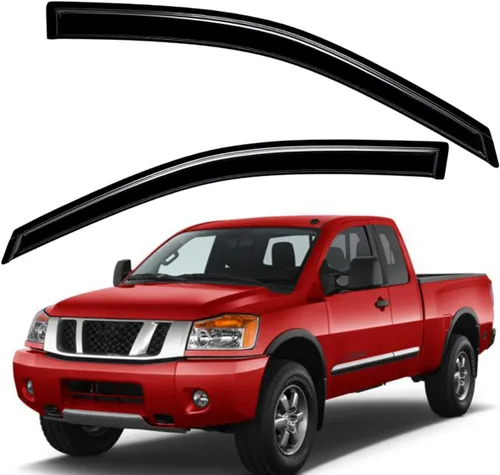 Vista 6 de Lightronic Visera de ventana de ventilación automática con clip extra duradera, compatible con Nissan Titan King Cab 2004-2015, protección UV