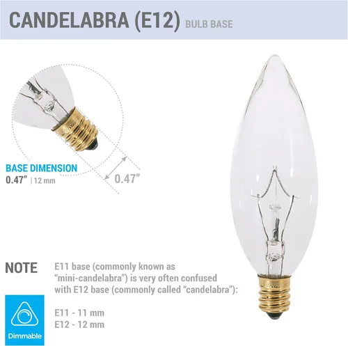 Vista 3 de KOR Bombillas incandescentes de lámpara de araña de 25 W, base de Transparente
