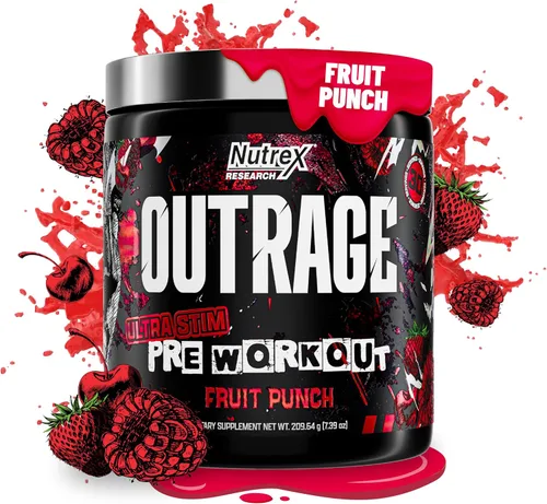 Vista 8 de Outrage Ultra HIGH STIM - Polvo de preentrenamiento para hombres, 400 mg de cafeína, L-citrulina, beta-alanina, creatina, energía extrema, enfoque