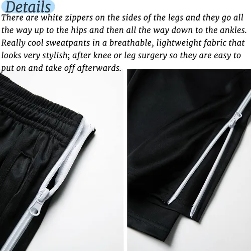 Vista 5 de AIFARLD Pantalones rasgados para hombre con cremalleras laterales y bolsillos para baloncesto, rodillapierna, poscirugía
