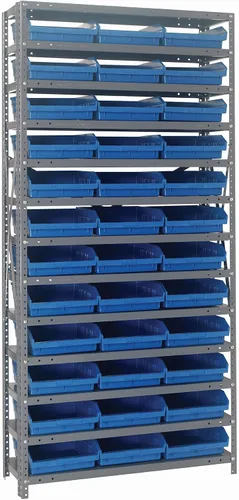 Vista 33 de Quantum QSBU-245BK Heavy Duty Shelving Unit with (7) Shelves and (24) QUS245 Black Bins for Garage Warehouse Storage Distribution 400 lb Load