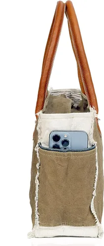 Vista 5 de CREATIVE LEATHER ART Canvas Tote Bag for Women (13 x 10 Inch)