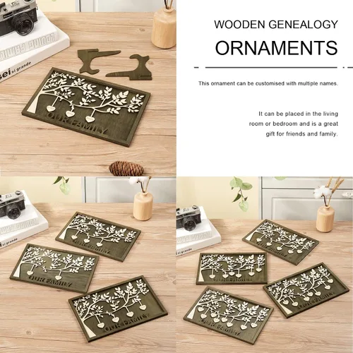 Vista 4 de Jeweidea Placa personalizada con nombre de la familia con 2-8 nombres, adorno personalizado con grabado del árbol de la vida con soporte, regalo
