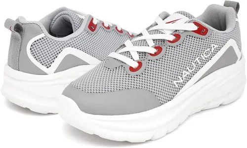 Vista 6 de Nautica Zapatos deportivos con cordones para niños, cómodos zapatos para correr para niños y niñas, niños pequeños y grandes