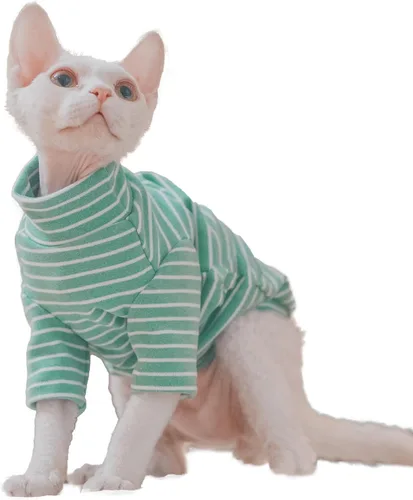 Vista 10 de Sphynx - Camisa de forro polar cálida para gatos, cuello alto, ropa térmica sin pelo para Sphynx, Devon, ropa de gato de Cornualles y gatitos