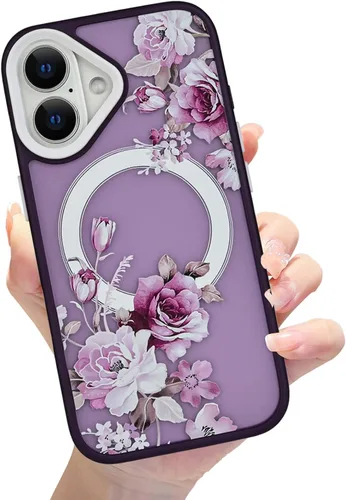 Vista 28 de Compatible con el teléfono 13 Pro - Funda magnética mate translúcida, de lujo, a prueba de golpes, magnética y con bonito patrón de flores, carcasa