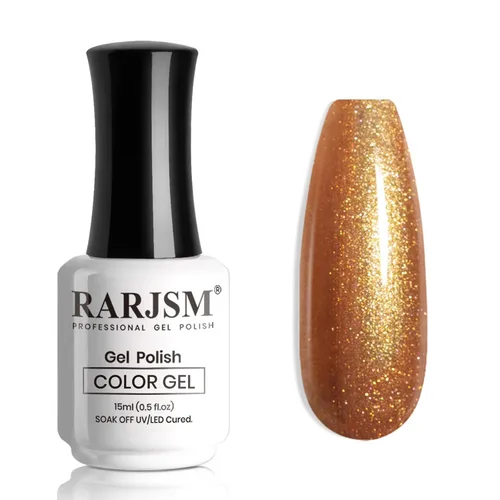 Vista 43 de RARJSM Esmalte de uñas en gel color albaricoque, dorado con brillantina, neutro, transparente, color nude, esmalte de gel para remojar para remojar