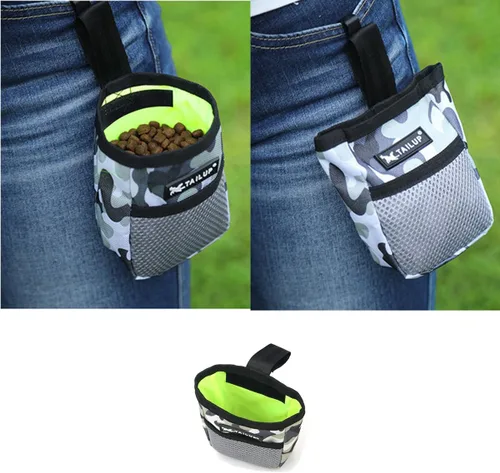 Vista 6 de Bolsa de golosinas para perros, bolsa de entrenamiento de golosinas, bolsa de aperitivos para mascotas, fácil de transportar, clip para cinturón