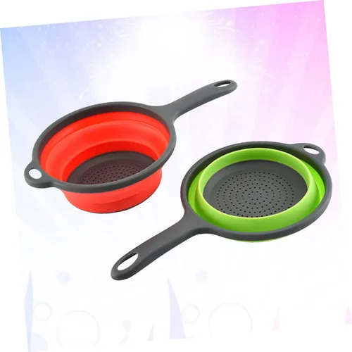 Vista 8 de NOLITOY Colador plegable de silicona con ranura para cuchara, filtros para nevera, colador de arroz, cuenco plegable para verduras, cesta de lavado