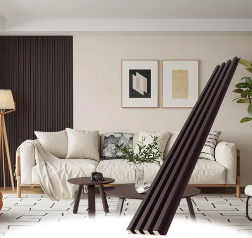 Vista 8 de POHARE WPC - Paneles de pared de listones, 8 unidades de 95 x 6 pulgadas, listones decorativos de madera acústica para pared y techos, paneles