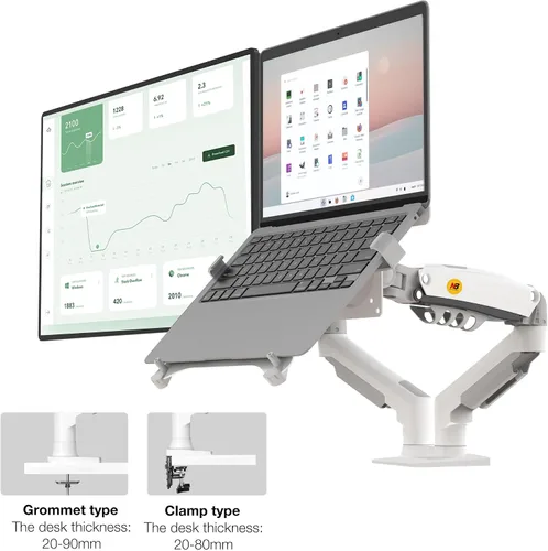 Vista 4 de NB North Bayou Soporte para portátil con bandeja ajustable para portátil de 10-17 pulgadas, brazo de movimiento completo con placa VESA para monitor