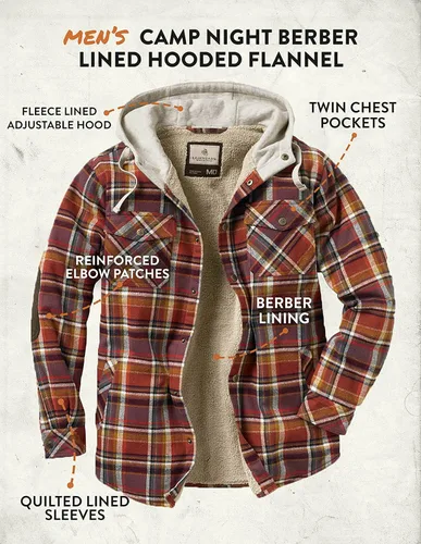 Vista 5 de Legendary Whitetails Men's Camp Night Berber Lined Hooded Flannel Shirt Jacket