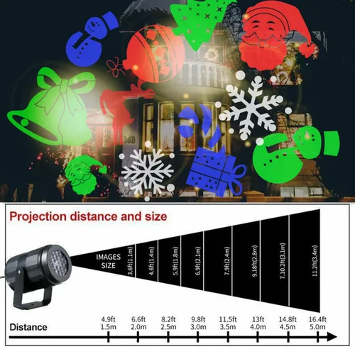 Vista 5 de Luces de proyector de Navidad, interior/exterior, 12 patrones, proyector LED de copo de nieve, decoraciones de Navidad para fiestas de Navidad