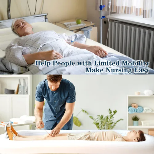 Vista 4 de Bañera inflable médica, cama portátil para pacientes geriátricos, ancianos, discapacitados, discapacitados, bañera de PVC para adultos con bolsa