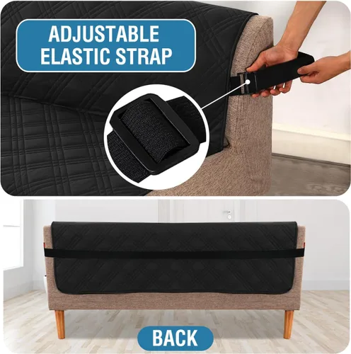 Vista 4 de H.VERSAILTEX Fundas para futón 100% impermeables, funda de sofá reversible, fundas para futón sin brazos, forro protector de muebles con correa
