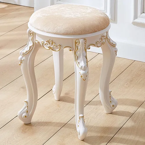 Vista 8 de Taburete de tocador, taburete de maquillaje, banco acolchado, asiento de piano en dormitorio, baño, pata de acero de plástico ABS, 16.9 in