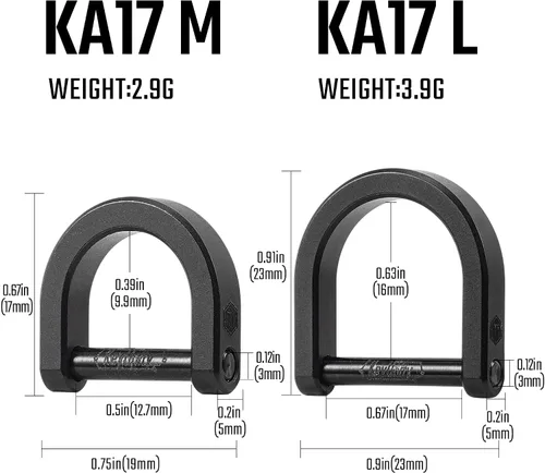 Vista 2 de KeyUnity KA17 Titanium D Ring Key Shackle, U Shape Key Ring Horseshoe Clasp for Car Fob, DIY Leather Key Organizer Keychain Negro