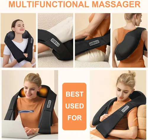 Vista 5 de Regalos de Elefante Blanco para Adultos, Masajeador de Cuello, Regalos de Navidad para Mujeres y Hombres - Masajeador Shiatsu de Espalda y Cuello