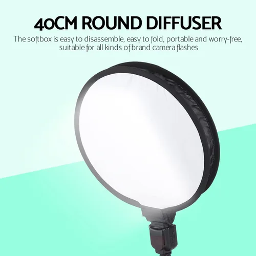 Vista 2 de DAUERHAFT Difusor de flash de softbox redondo portátil, difusor de softbox de forma redonda plegable de 15.7 in, difusor de flash para luz rápida