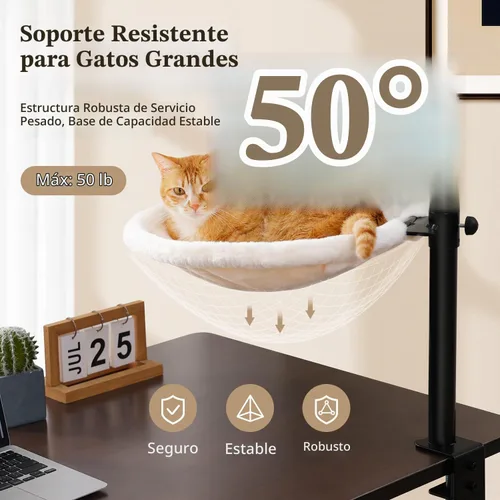 Vista 2 de PAWZ Road Hamaca para cama de escritorio para gatos con rotación de 360° y Beige