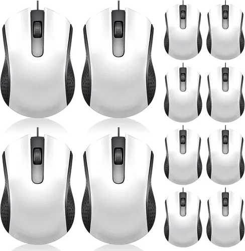 Vista 10 de Hoteam Ratón de computadora con cable, cable a granel, USB, mouse ergonómico con cable para PC, computadoras, portátiles, juegos, oficina, Negro