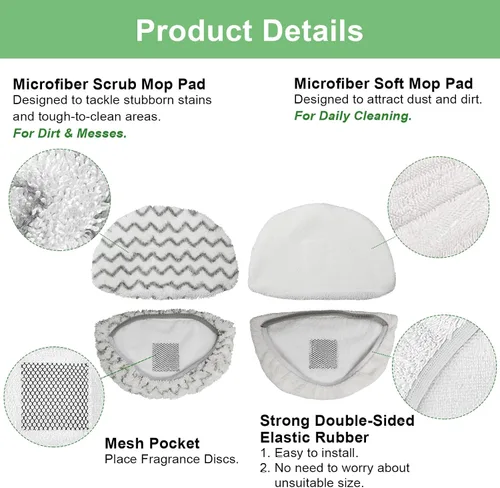 Vista 3 de Paquete de 6 almohadillas de trapeador de vapor 1940 1806 2685A para trapeador de vapor Bissell Powerfresh Deluxe Pet Lift-Off Plus Slim Scrubbing