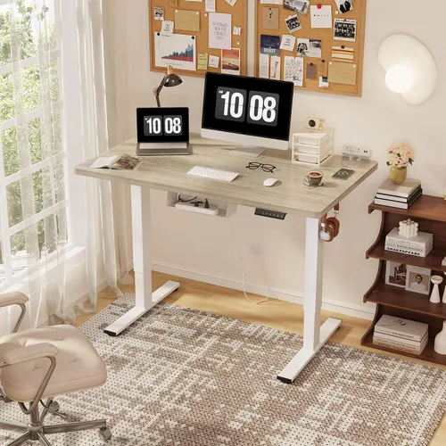 Vista 61 de FLEXISPOT EN2 Escritorio de pie de una pieza completa con regleta de alimentación de abrazadera, escritorio eléctrico de altura ajustable de 40 x 24
