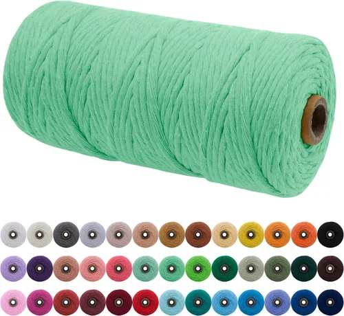 Vista 192 de JeogYong Cordón de macramé de un solo hilo 3 mm x 109 yardas (328 pies) Cuerda de algodón suave Hilo de macramé de 3 mm, suministros de macramé