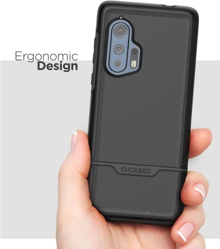 Vista 3 de ENCASED Funda resistente para Motorola Edge Plus (solo 2020) grado militar, cubierta resistente de cuerpo completo para Moto Edge + (negro)