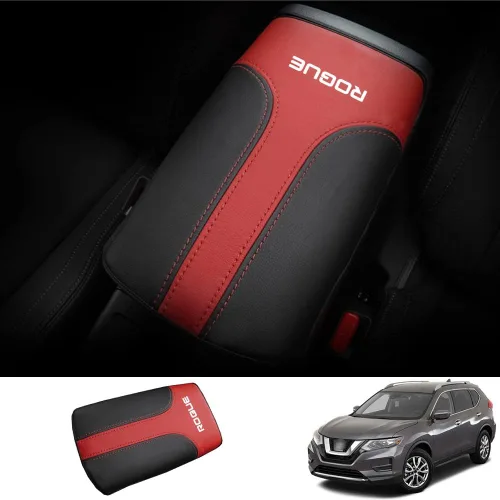 Vista 8 de Protector de funda para reposabrazos de automóvil, almohadilla de cuero para consola central para Nissan Rogue 2014-2020, protector de caja