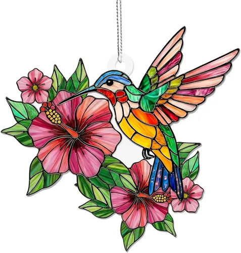 Vista 10 de Adorno de Navidad acrílico de mariposa con efecto vitral, atrapasoles colgante de ventana para familiares y amigos, decoraciones de Navidad, regalo