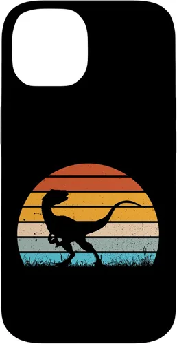 Vista 4 de Retro Sunset Jurassic Velociraptor Dinosaur Case for iPhone 17