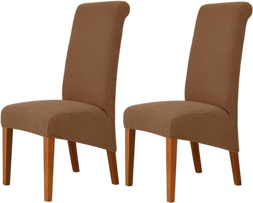 Vista 18 de Deisy Dee Fundas Elásticas XL/Extragrandes de Spandex Suave Extra Grande para Sillas de Comedor de Cocina, Protectores de Sillas Desmontables y Negro