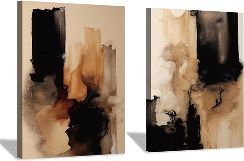 Vista 10 de Arte minimalista bohemio beige para pared, impresiones bohemias amarillas, amarillas y grises, lienzo abstracto para pared, arte moderno, póster