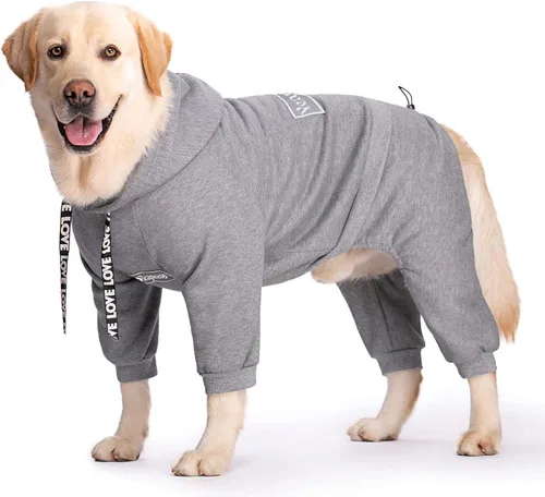 Vista 11 de Sudadera con capucha para perros de invierno para perros grandes y medianos, sudadera con capucha de 5 patas, sudadera con capucha de forro polar