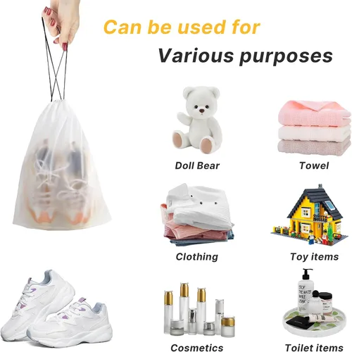 Vista 6 de Bolsas de zapatos transparentes para viajes con cuerda, bolsa de zapatos transparente grande, 11.8 x 15.7 pulgadas, bolsas de zapatos de viaje