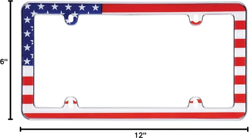 Vista 9 de Cruiser Accessories 23003 - Marco de matrícula con bandera de Estados Unidos, cromado